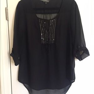 Express Sheer Sequin Blouse