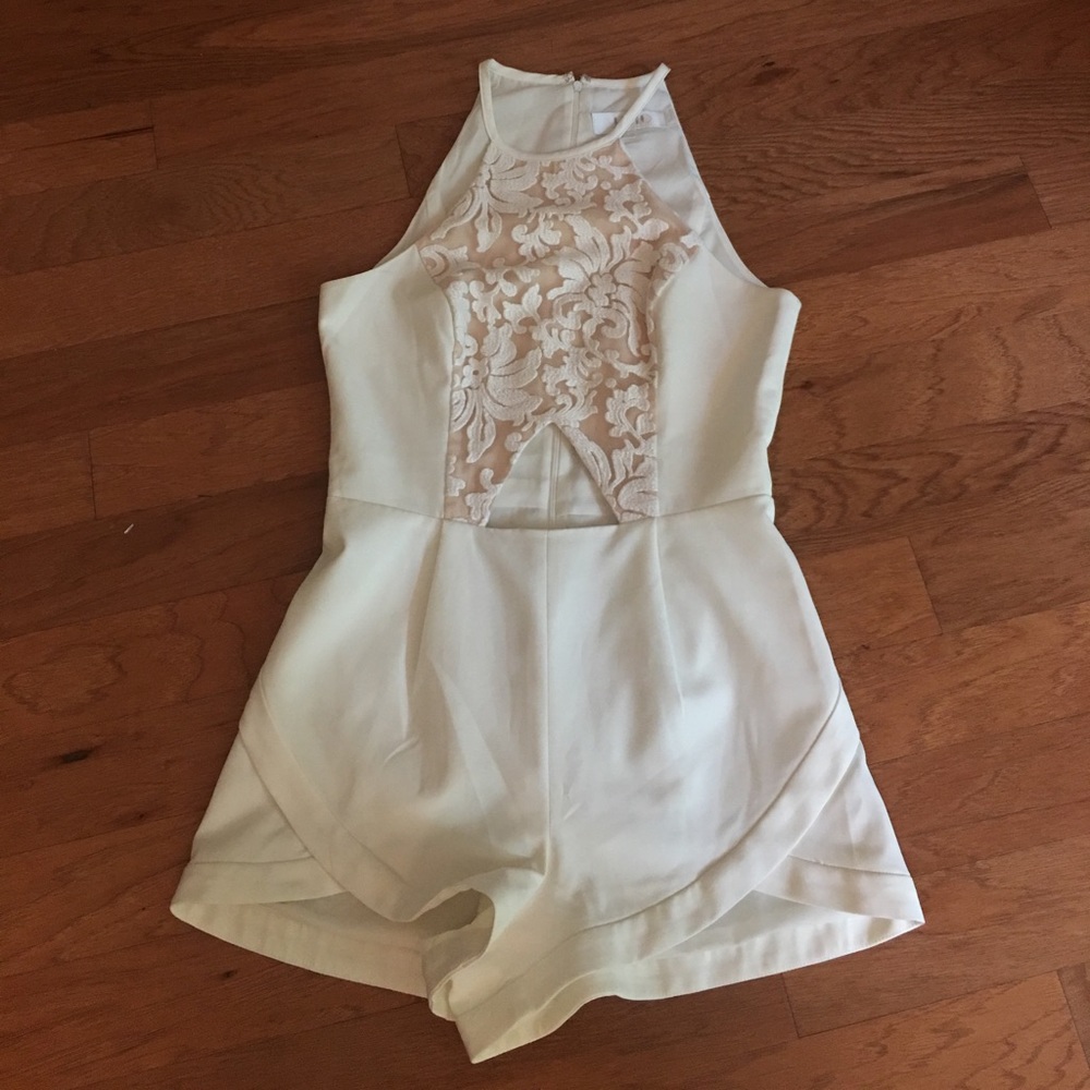 White romper with lace detail