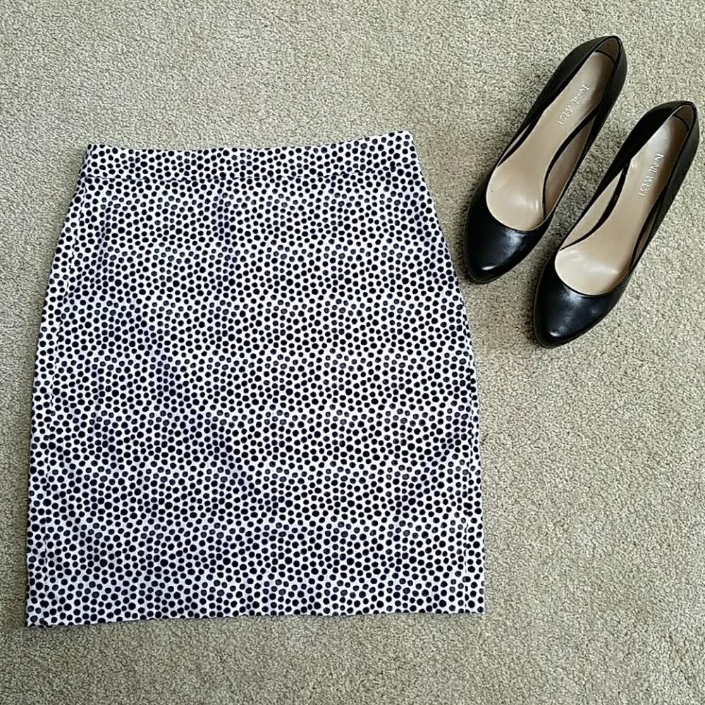 J.Crew White Skirt with Black and Gray Dots