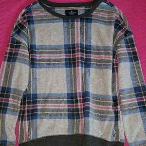 american eagle cozy plaid sweater