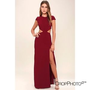 CONVERSATION PIECE WINE RED BACKLESS MAXI DRESS