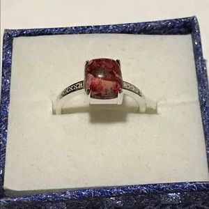 Red copper jasper sterling silver ring
