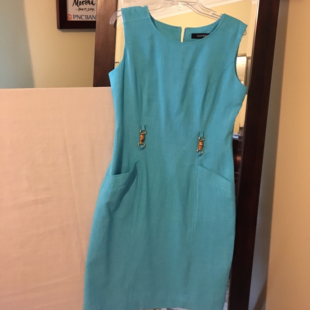 Ellen Tracy size 10 turquoise sheath