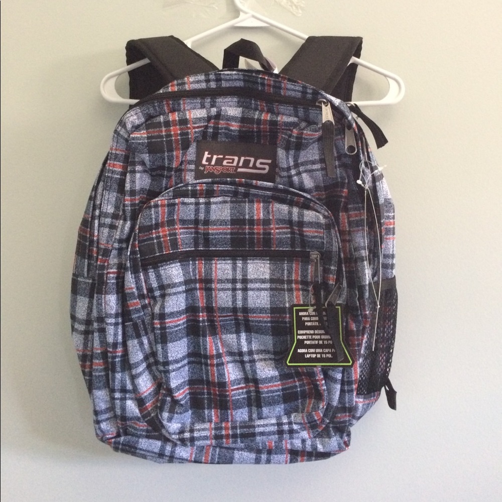 NEW WITH TAGS trans by jansport backpack plaid