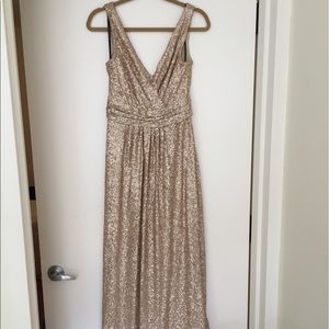Sorella Vita Sequined rose-gold floor length dress