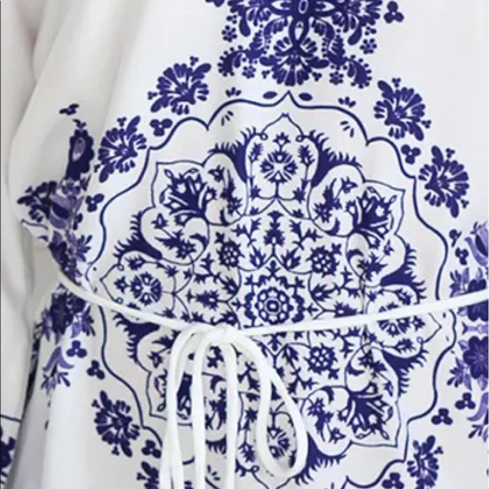 Ginny Blue and White Mandala High Low Mini Dress - Picture 4 of 4