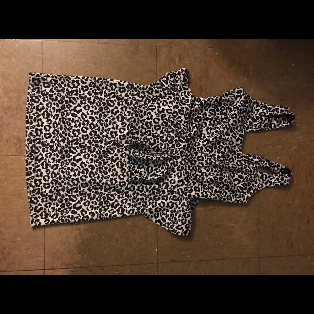 Cheetah print black and white peplum dress