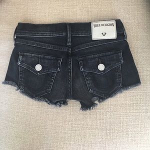 True Religion Black Cutoff Shorts