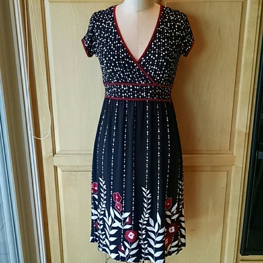 Black white and red dress