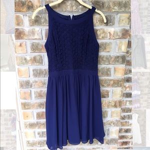 Navy Blue Flower Lace Sundress