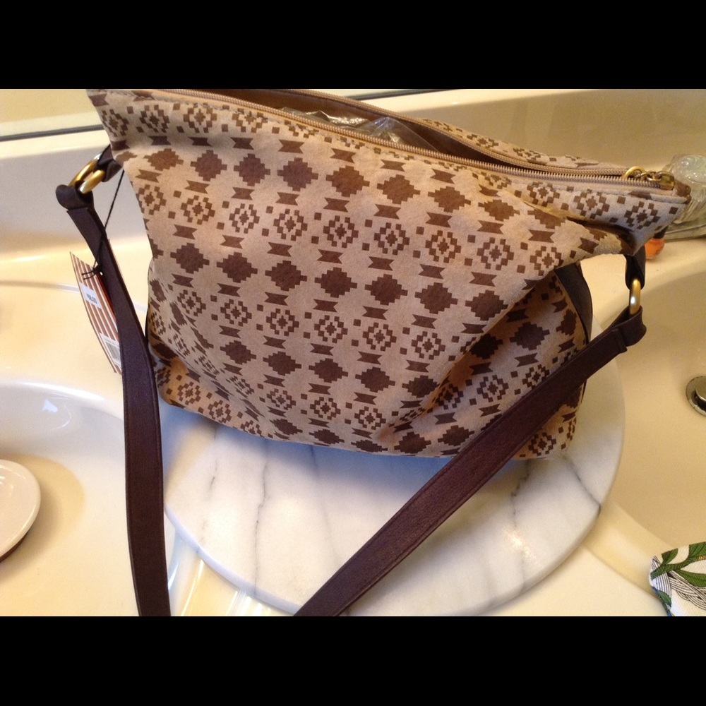 Leather Art Brown & Beige Handbag