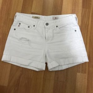 AG white cuffed denim shorts