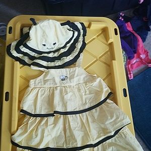 Bee dress and sun hat 4t