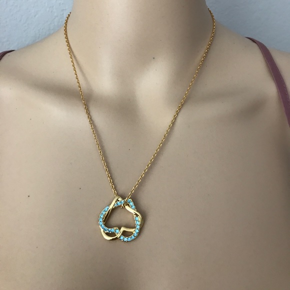 18k yellow gold plated, CZ hearts Necklace - Picture 5 of 8