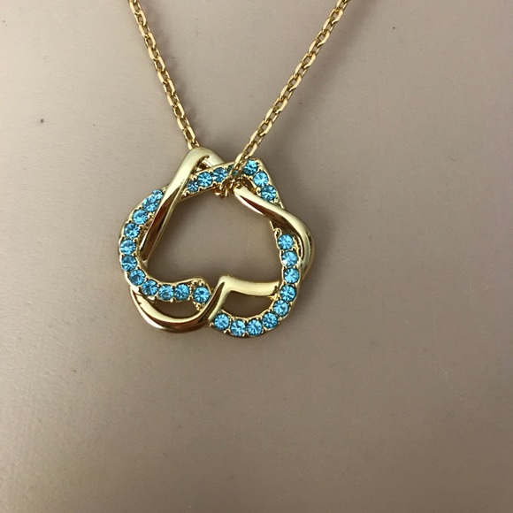 18k yellow gold plated, CZ hearts Necklace - Picture 3 of 8