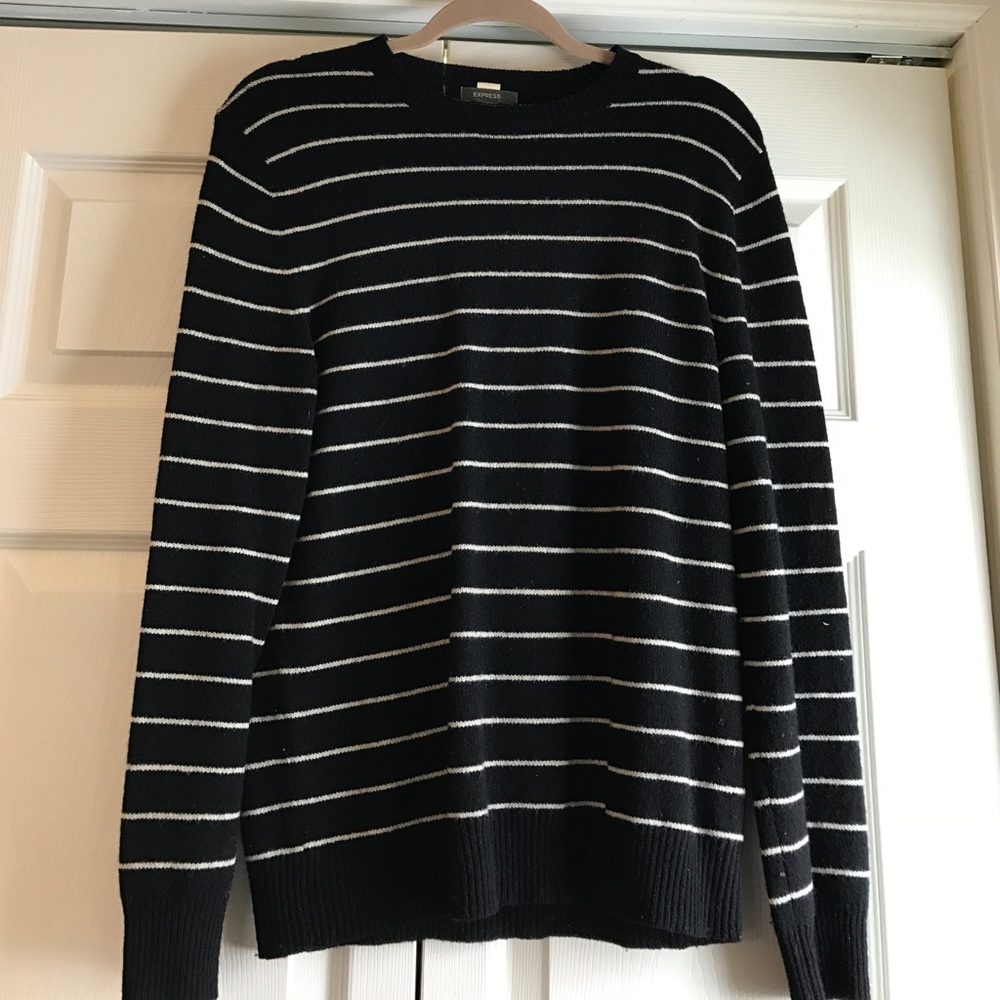 Express black & white striped wool sweater