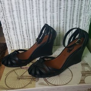 Black wedge dress sandals