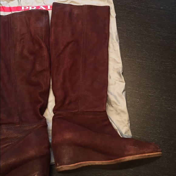 Prada suede wedge riding boots - Picture 3 of 4