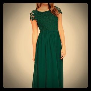 The Greatest Forest Green Lace Maxi Dress