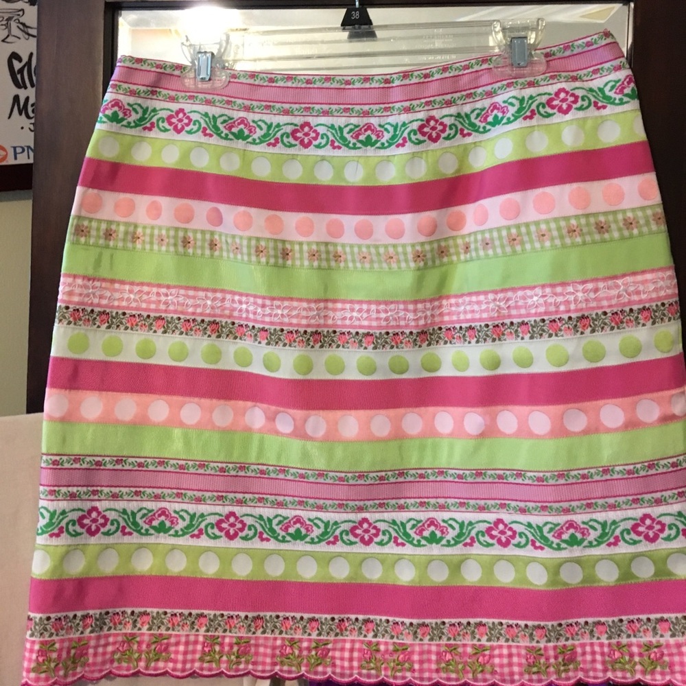 Rare Lilly Pulitzer white label grosgrain skirt