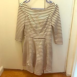 Structured boat neck striped dress