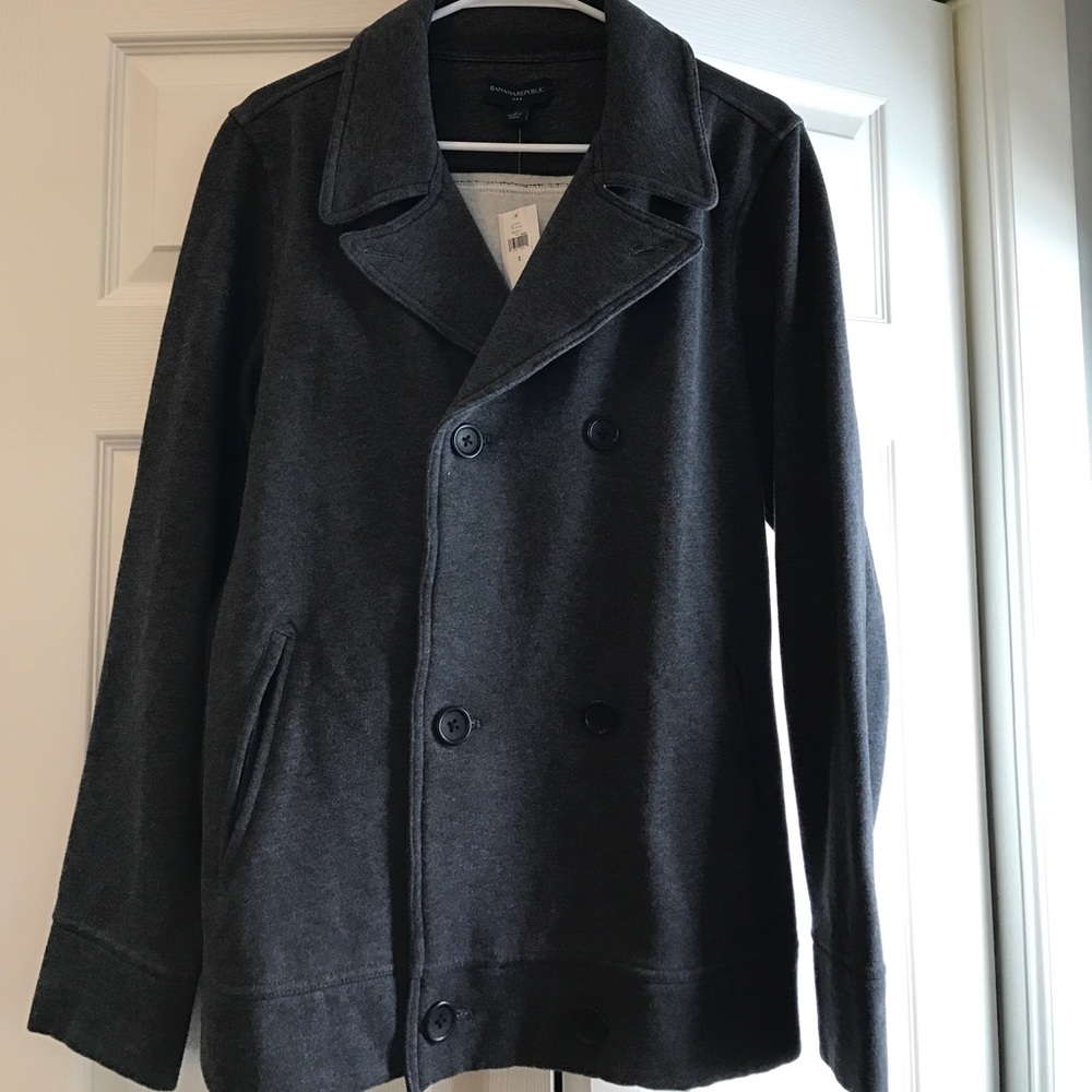 NWT! Banana Republic Gray cotton peacoat