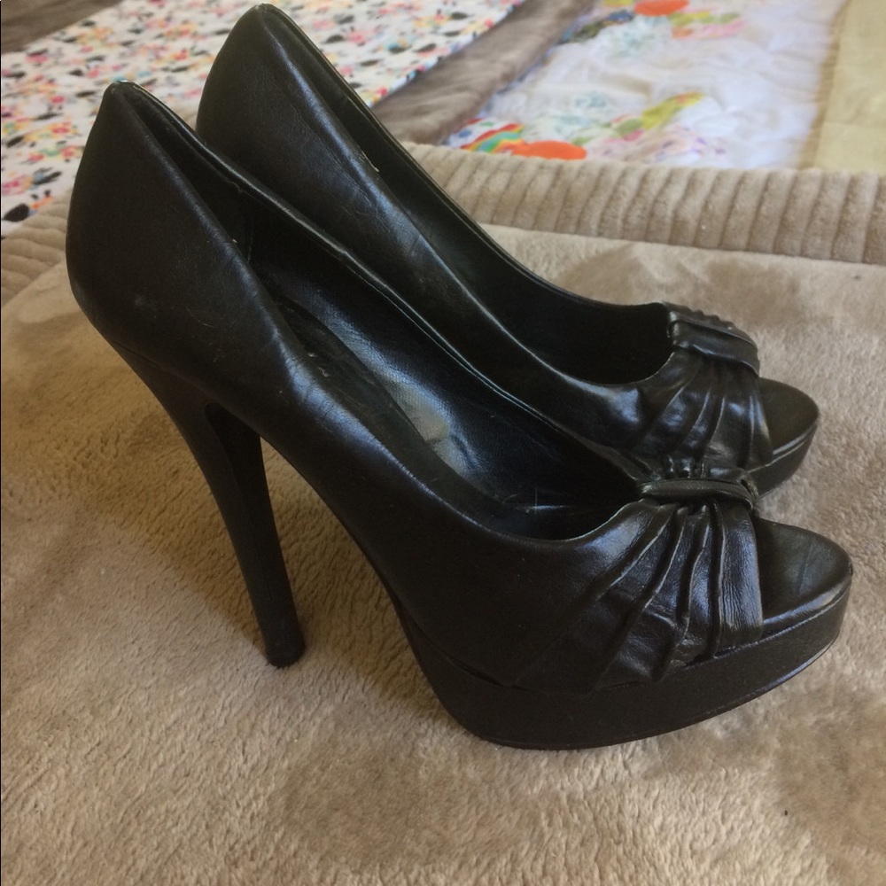 Black peep toe heels