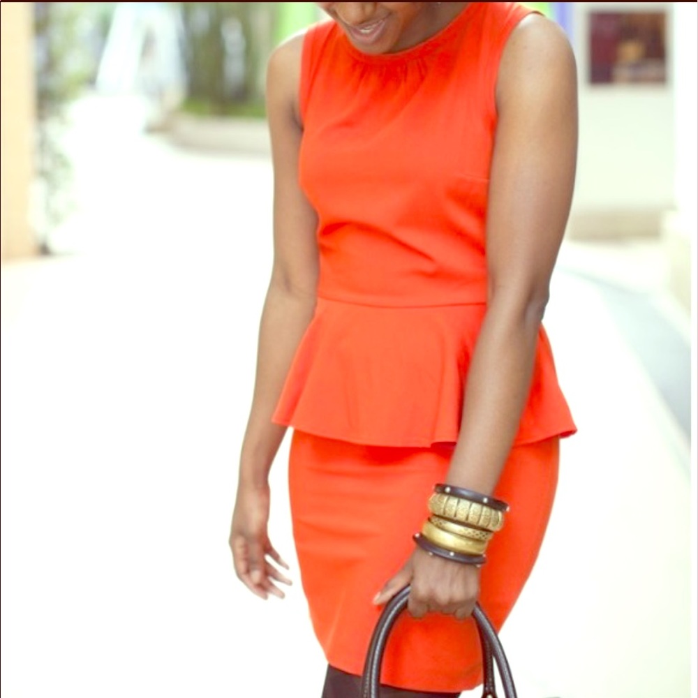 H&M Orange Peplum dress