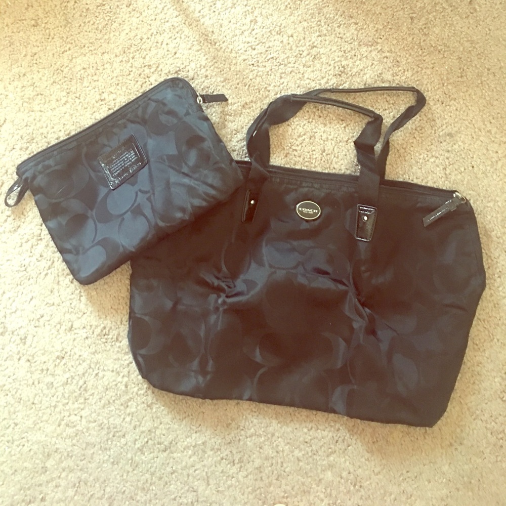 Coach Signature packable nylon tote