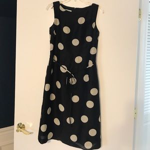 Talbots cream Polka-dotted black dress