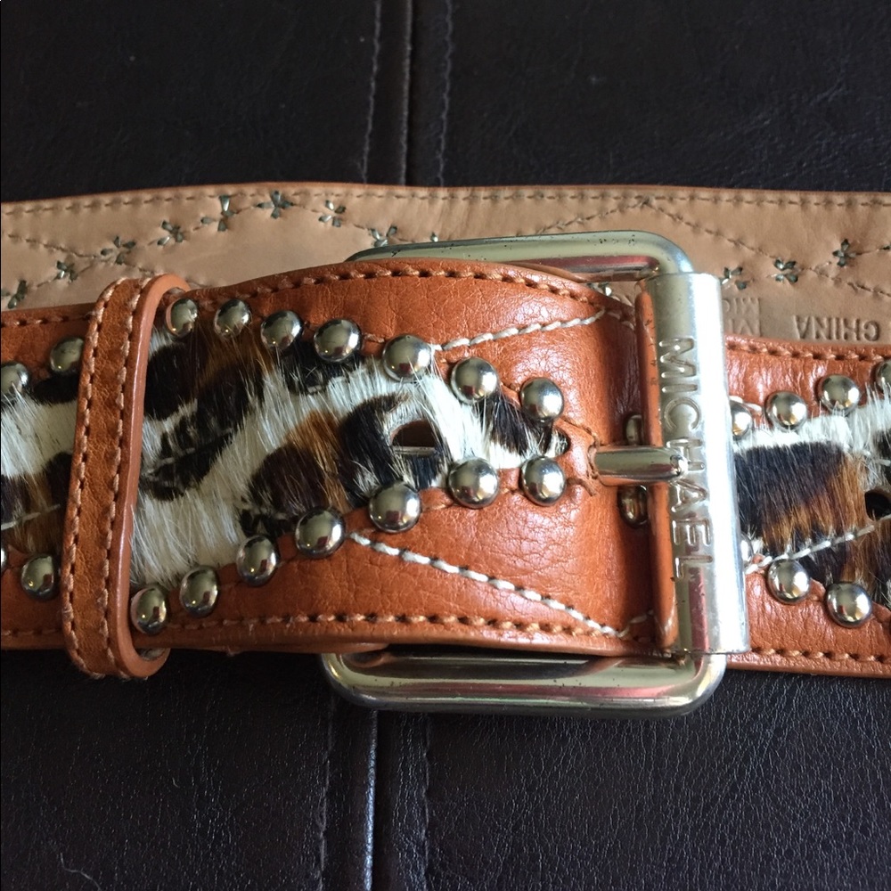 Michael Kors leather and pony hair belt
