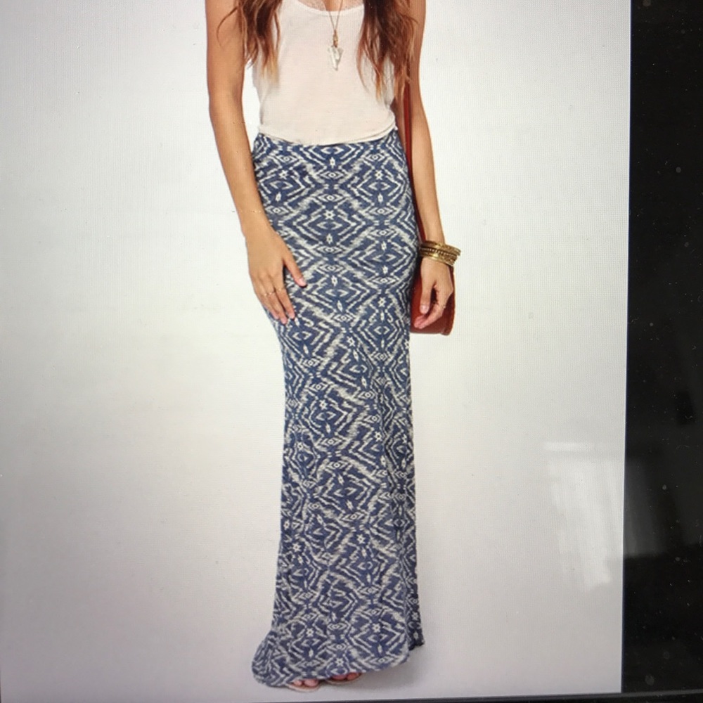 Billabong blue and white ikat maxi skirt