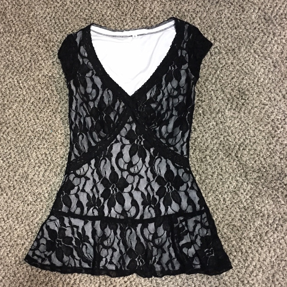 Lace black and white blouse