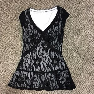 Lace black and white blouse