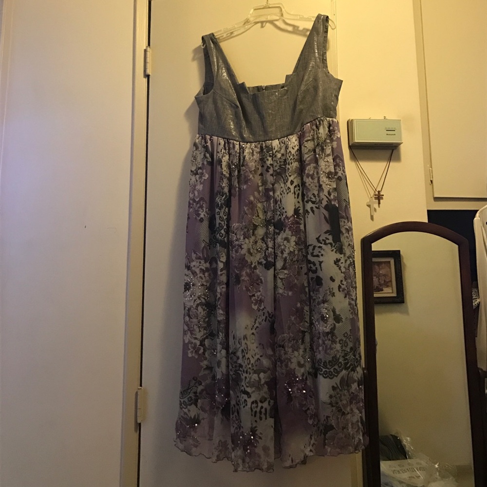 Linen and beaded silk handmade dress