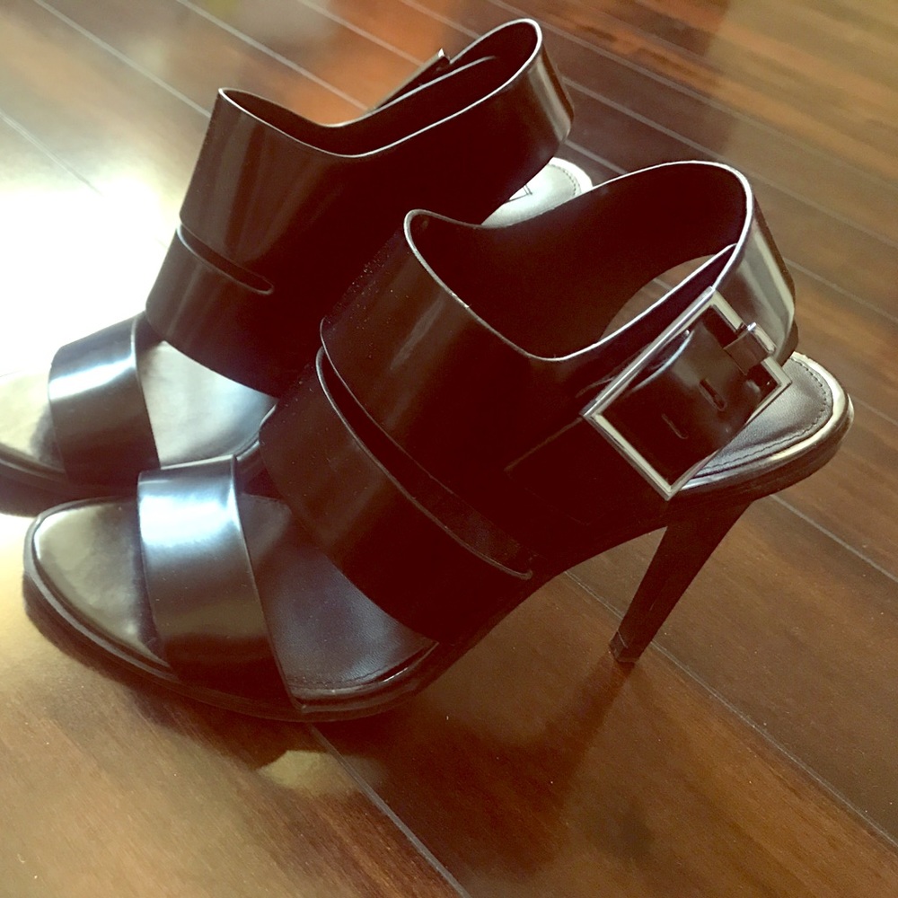 Zara black leather heels