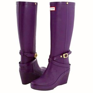 Hunter Wedge Rain Boots in Purple (38 or 38.5)