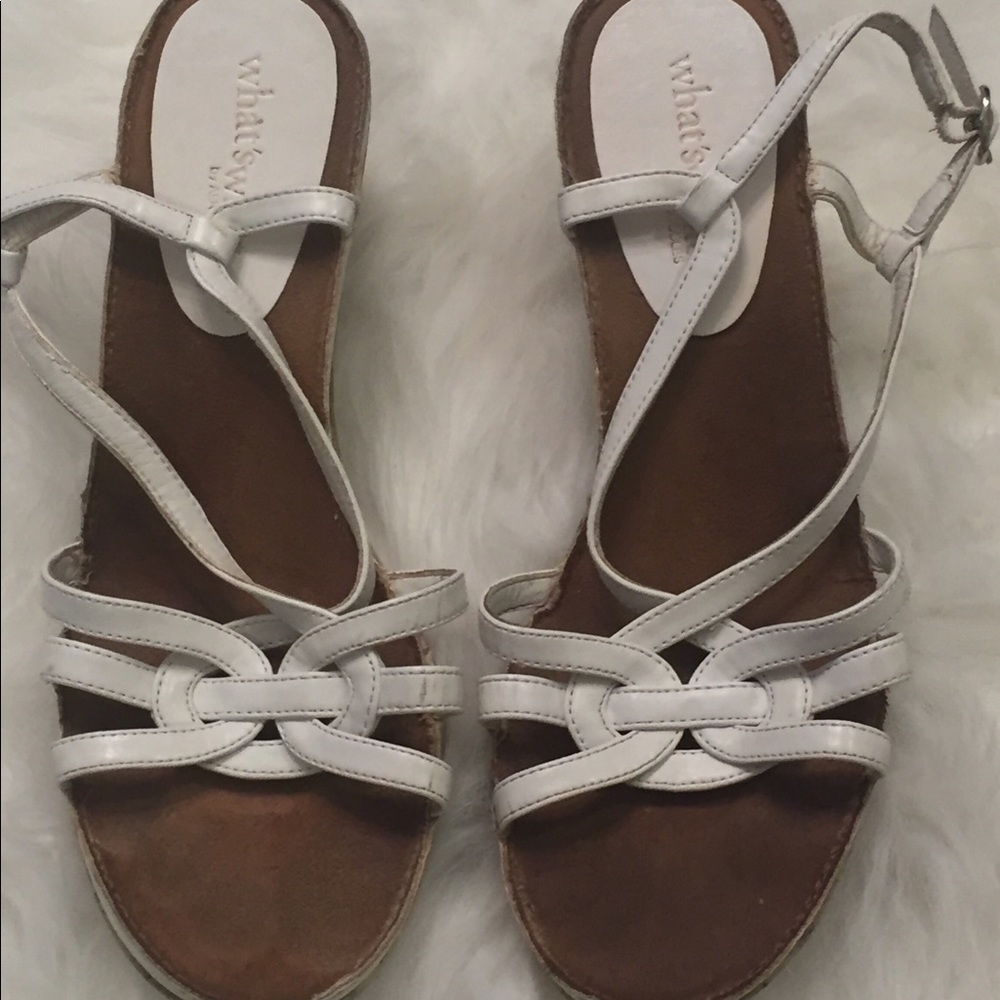 White cork wedge sandals