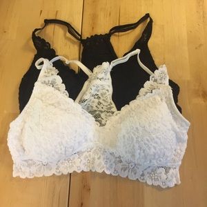 Aerie Lace Bralettes Size Small Black and White
