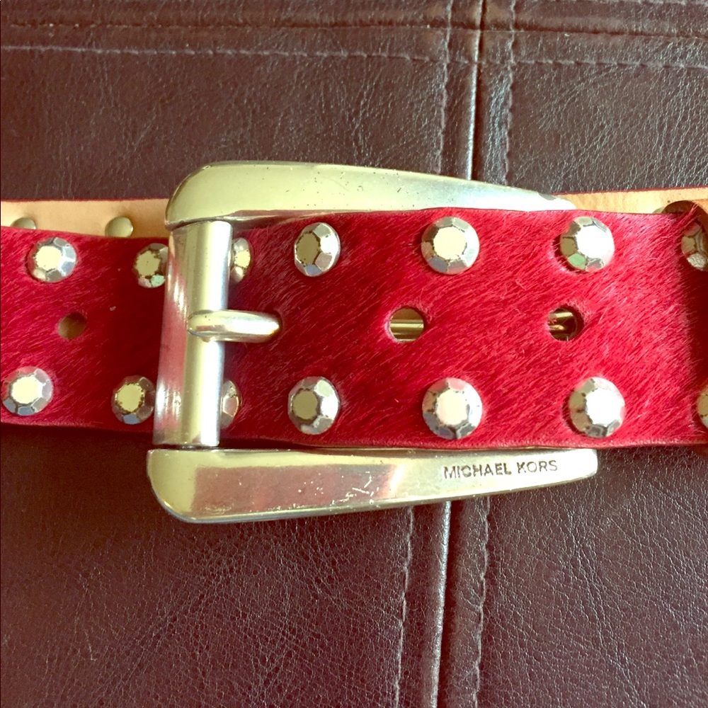 Michael Kors pony hair leather belt
