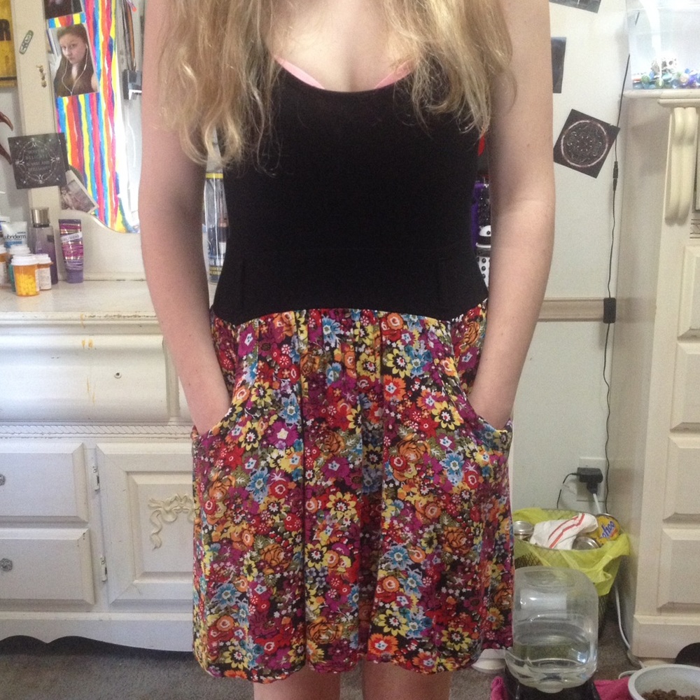 Black and flower patterned dress :)