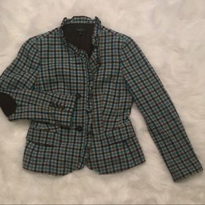 Wool plaid herringbone professor's tweed blazer