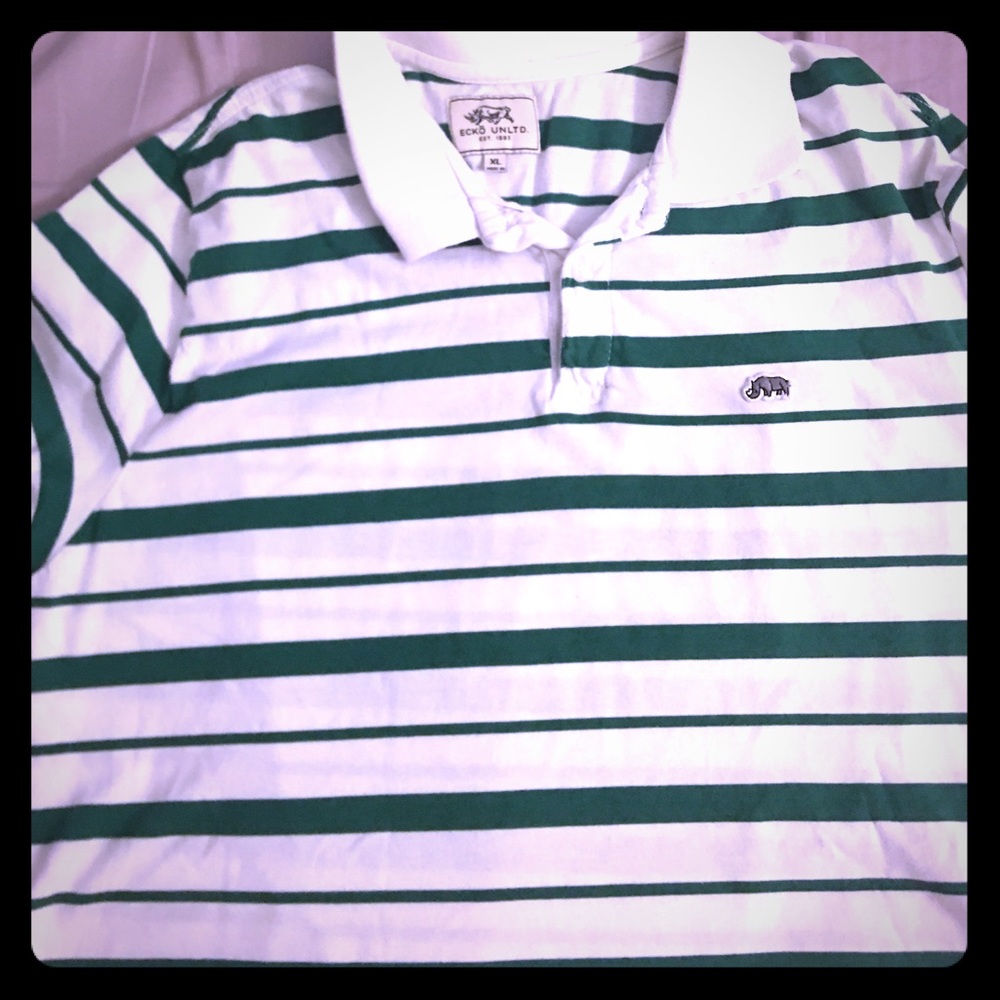 Green and white striped Polo
