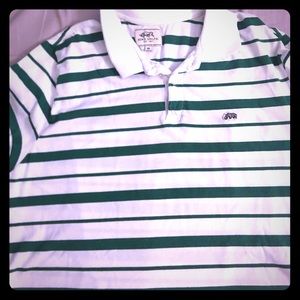 Green and white striped Polo