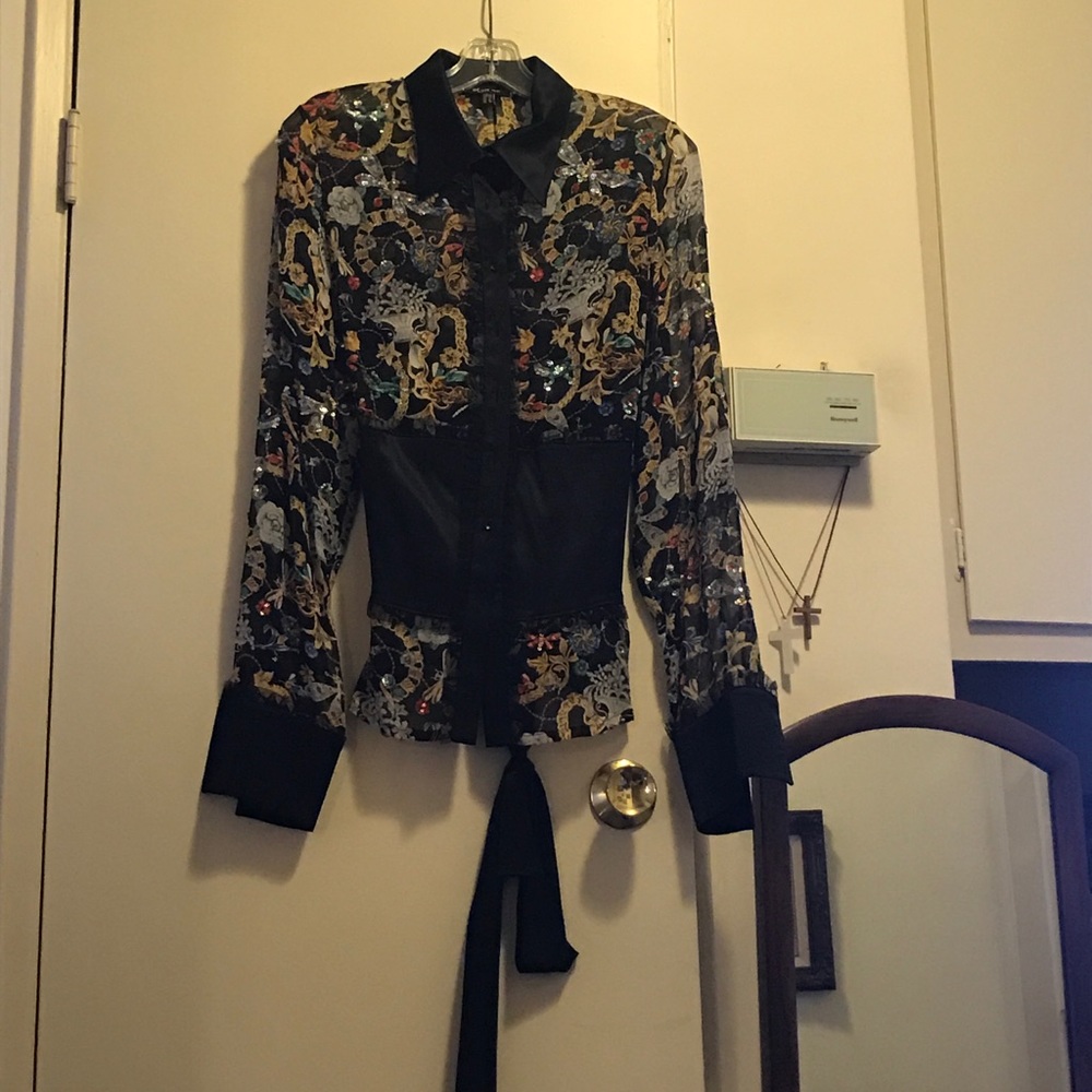Silk and satin evening blouse