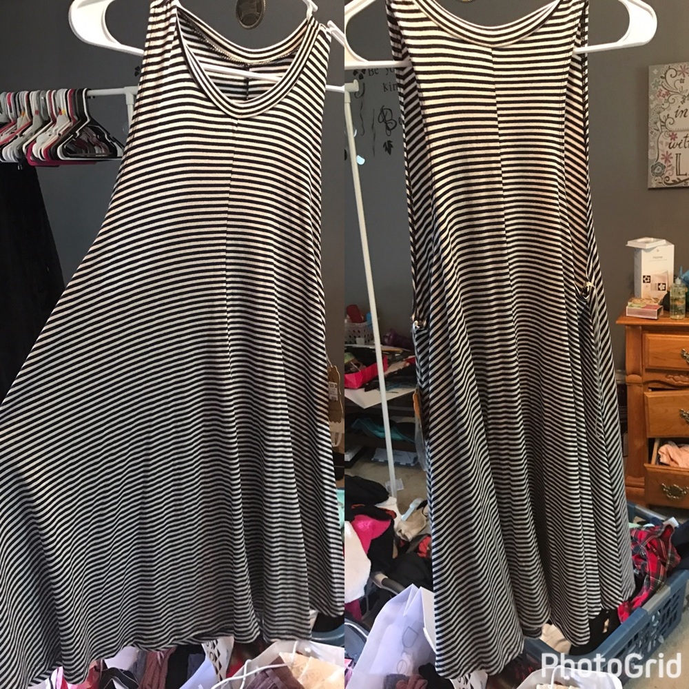 Navy blue striped dress