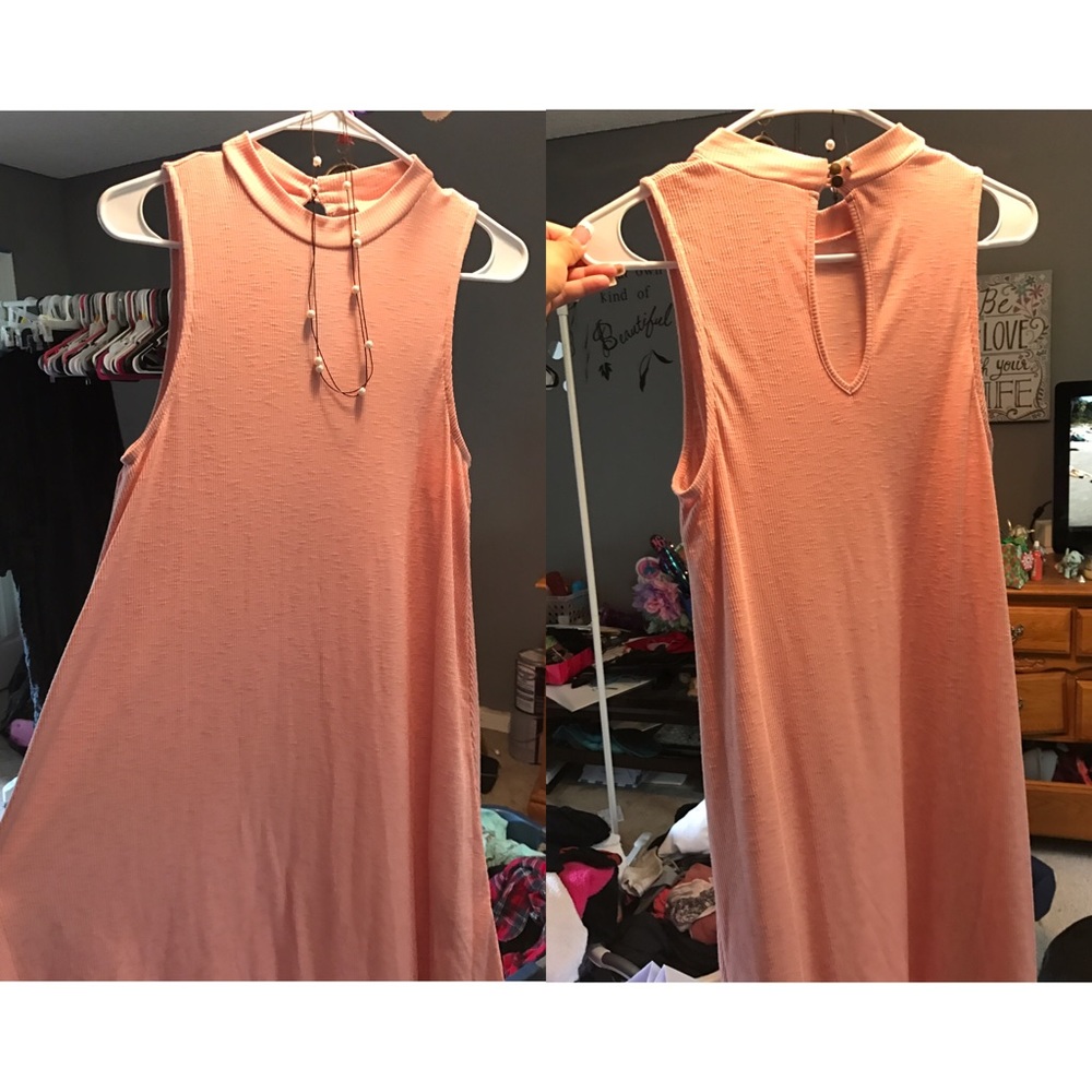 Pink mock neck dress