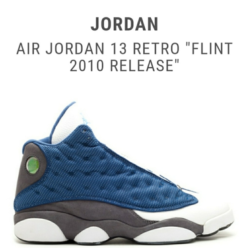 Air Jordan retro 13s flint blue/white/grey.