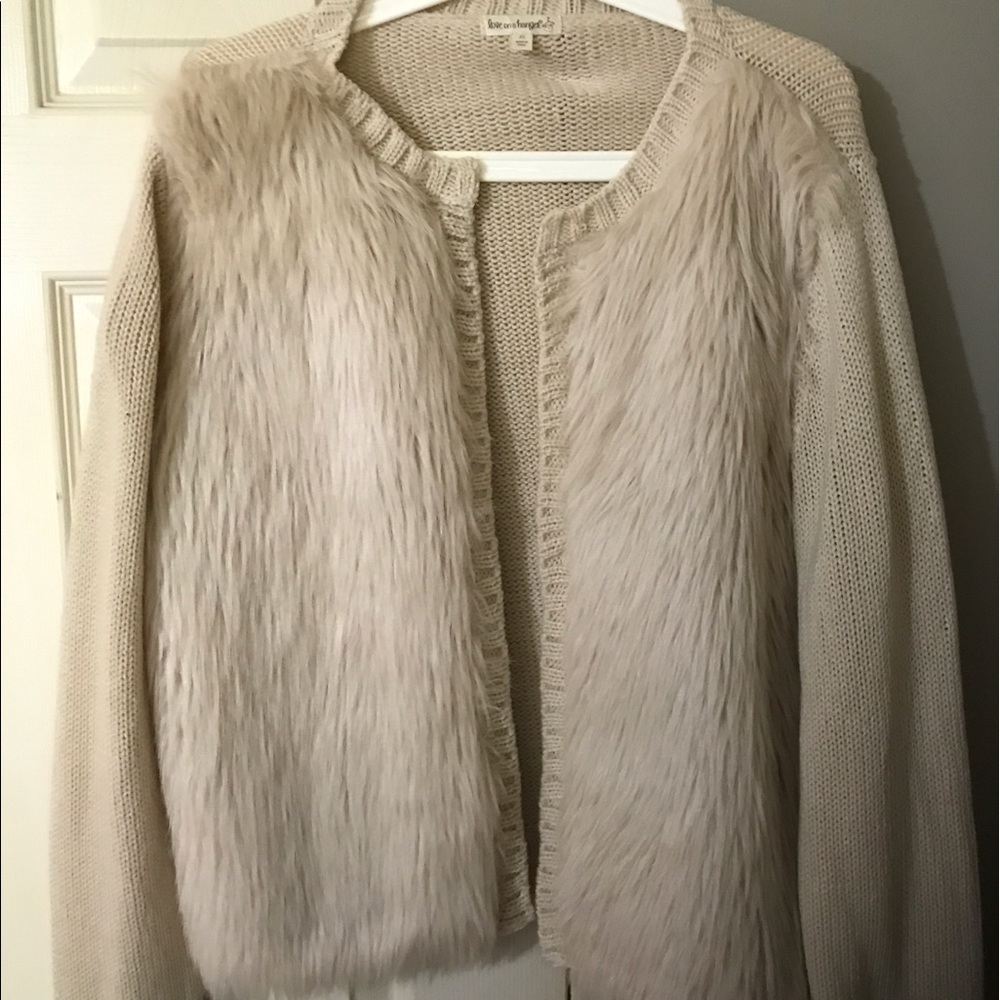 Faux fur cardigan sweater