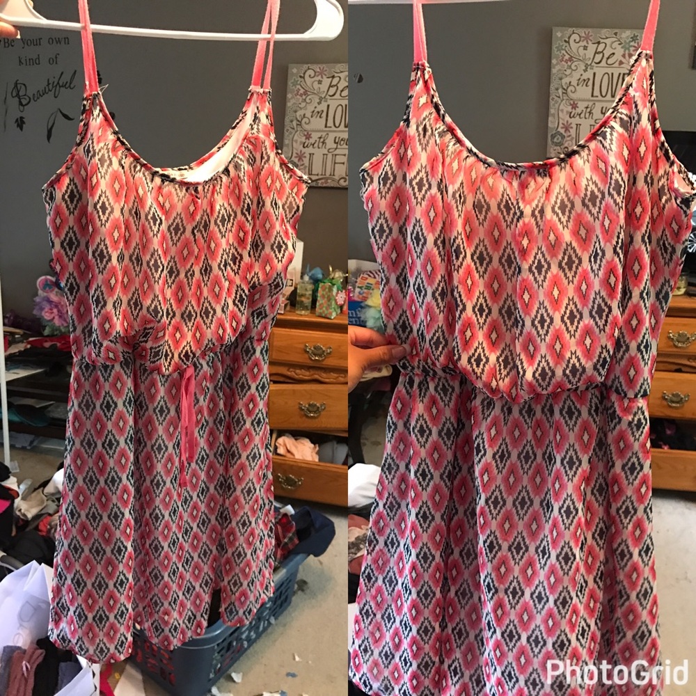 Pink and blue casual dress